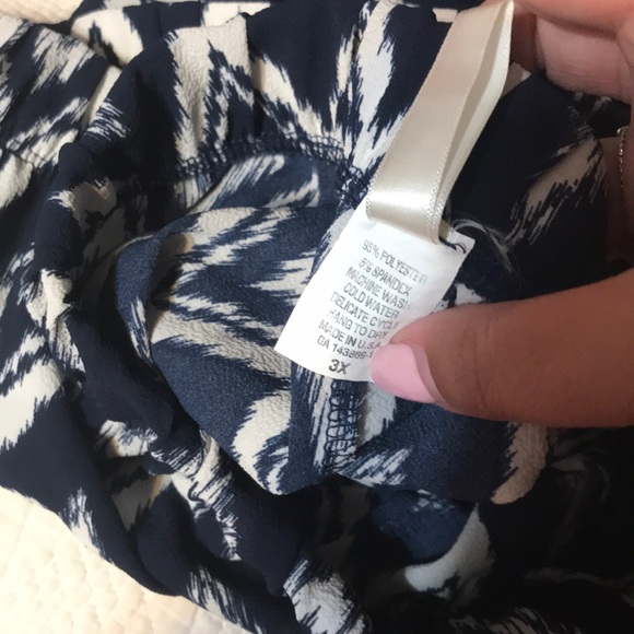 Blue and White Chevron Palazzo Pants - Picture 3 of 3